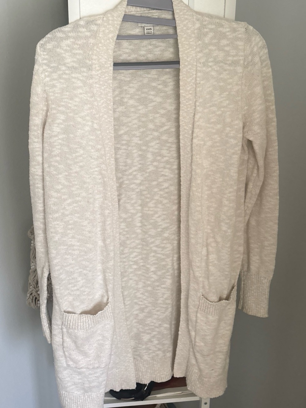 J. Crew Open-Front Cream Knit Cardigan with Pockets